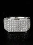 Micro Pave 18K White Gold Plated Iced Multi Row Cubic Zirconia Men Women Ring